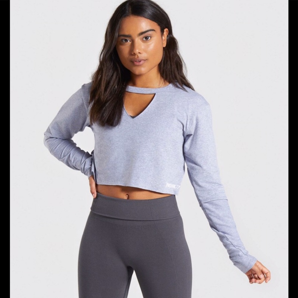 Gymshark Power Down Crop Top-Steel Blue🦈